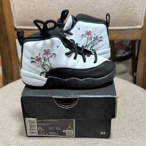 Jordan Kids' Black and White Sneakers with Floral Design